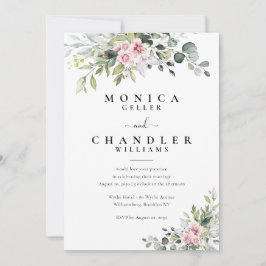 Bröllopsinbjudan till Greenery Rosa ros Inbjudningar