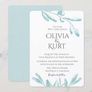 Bröllopsinbjudan till Grenar i Muted Olive Olive Inbjudningar