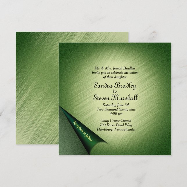 Bröllopsinbjudan till Grönt Inbjudningar (Fram/baksida)