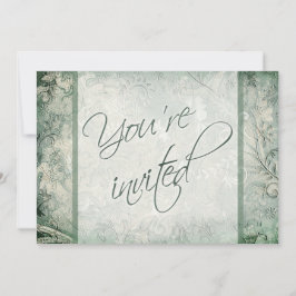 Bröllopsinbjudan till grönt och ivoriansk Blommigt Inbjudningar