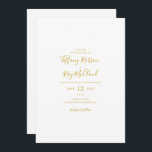 Bröllopsinbjudan till Guld-Avslappnaden i Elegant Inbjudningar<br><div class="desc">Denna enkla inbjudan till bröllopet i guld avslappnad i elegant är perfekt för er moderna minimalistiska vita och guld bröllop. Utformningen har ett minsta typsnitt av contemporary guld tillsammans med formell kalligrafi. Behålla den som den är,  eller välj att anpassa den med egna teckningar eller foton!</div>