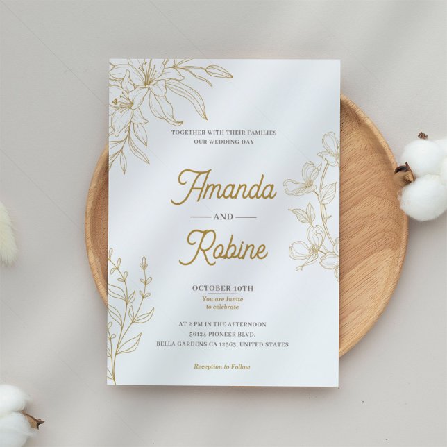 Bröllopsinbjudan till Guld Blommigt Inbjudningar (Skapare uppladdad)