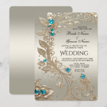 Bröllopsinbjudan till Guld Blue Stones Wedding