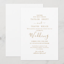 Bröllopsinbjudan till Guld Calligraphy Wedding Inbjudningar