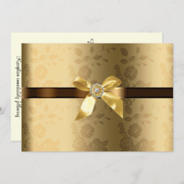 Bröllopsinbjudan till guld & Chocolate Brown Inbjudningar