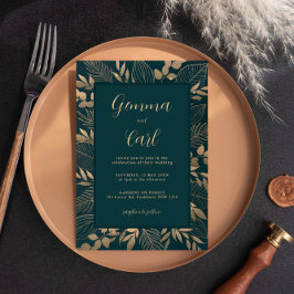 Bröllopsinbjudan till Guld Foliage Löv Inbjudningar