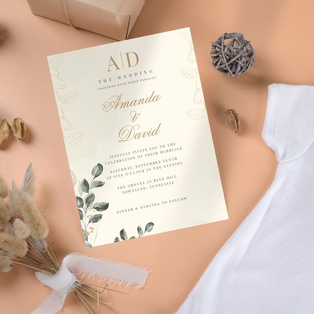 Bröllopsinbjudan till Guld i elegant Inbjudningar (Skapare uppladdad)