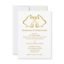 Bröllopsinbjudan till guld Klockor och menyfliksom