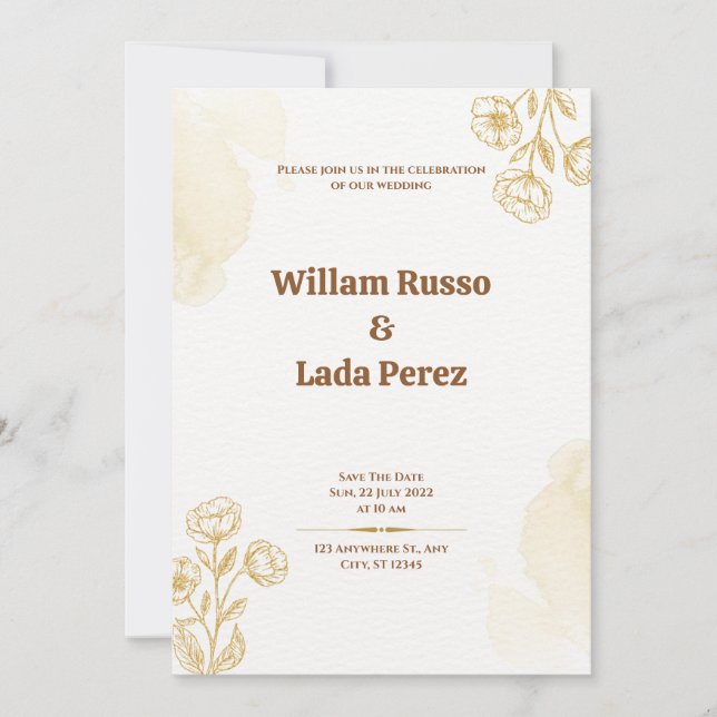 Bröllopsinbjudan till Guld Rustic Wedding Inbjudningar (Framsida)