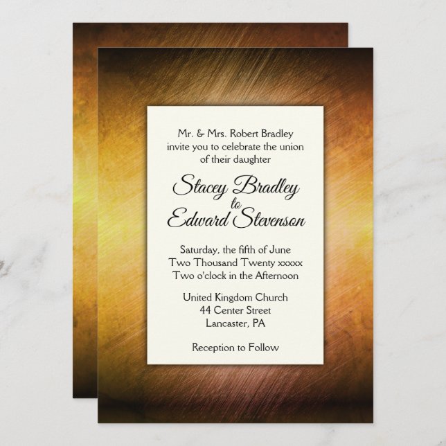 Bröllopsinbjudan till Gult Dimma 2 laddas ned Inbjudningar (Fram/baksida)