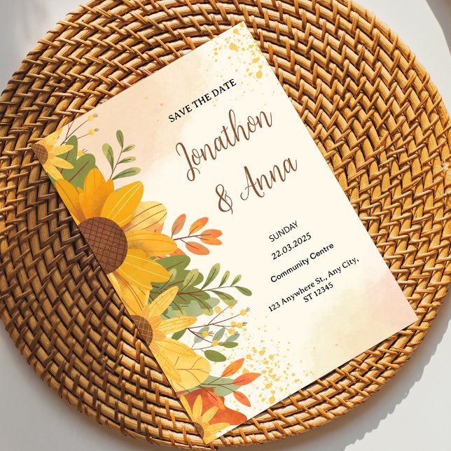 Bröllopsinbjudan till gult Flower Ram Inbjudningar (Skapare uppladdad)