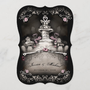 Bröllopsinbjudan till halloween-kyrkogården Kärlek Inbjudningar