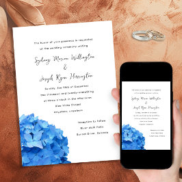 Bröllopsinbjudan till Himlar Blue Hydrangea Weddin Inbjudningar