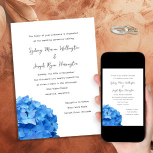 Bröllopsinbjudan till Himlar Blue Hydrangea Weddin Inbjudningar