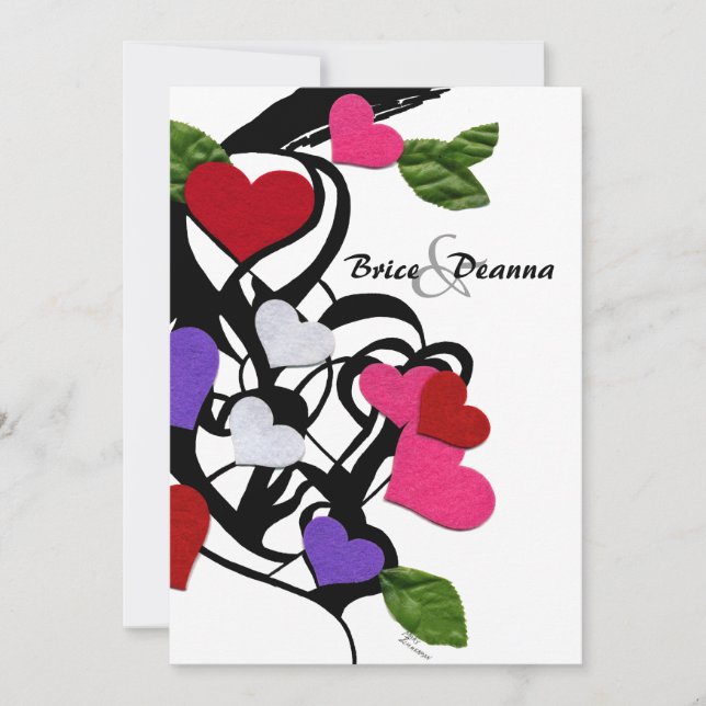 Bröllopsinbjudan till hjärtstillestånd inbjudningar (Framsida)