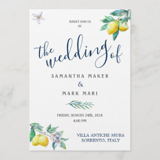 Bröllopsinbjudan till Italien, Lemon- och Olive-te Inbjudningar