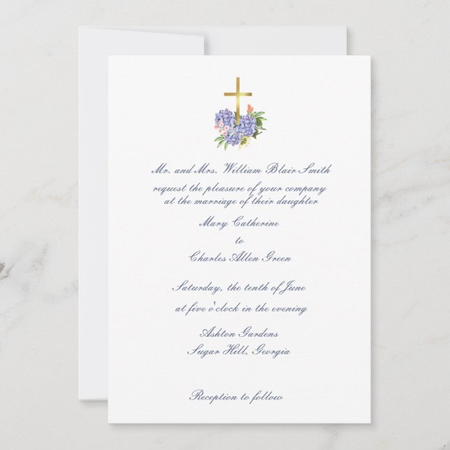 Bröllopsinbjudan till kor, Hydrangea, årsdagen Inbjudningar (Framsida)