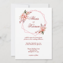 Bröllopsinbjudan till koral och  geometrisk Ring