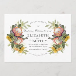 Bröllopsinbjudan till kung Protea Bouquet-bröllope Inbjudningar