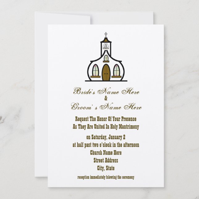 Bröllopsinbjudan till kyrkan - från Bride & Groom Inbjudningar (Framsida)