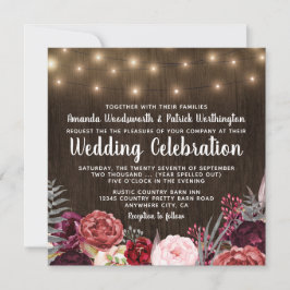 Bröllopsinbjudan till Land Rustic Marsala Peony Inbjudningar