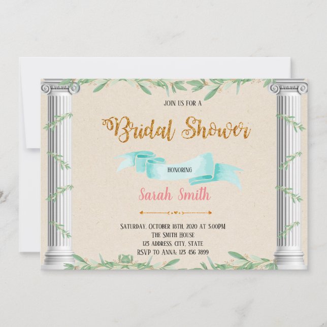 Bröllopsinbjudan till lantlig grekisk temafest inbjudningar (Framsida)