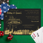 Bröllopsinbjudan till Las Vegas Strip Black och Gu Inbjudningar<br><div class="desc">Las vegas remsa illustration i anpassningsbar färg över anpassningsbarnas färg bakgrund. Graphic färg är redigerbart</div>