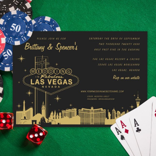 Bröllopsinbjudan till Las Vegas Strip Black och Gu Inbjudningar (Skapare uppladdad)