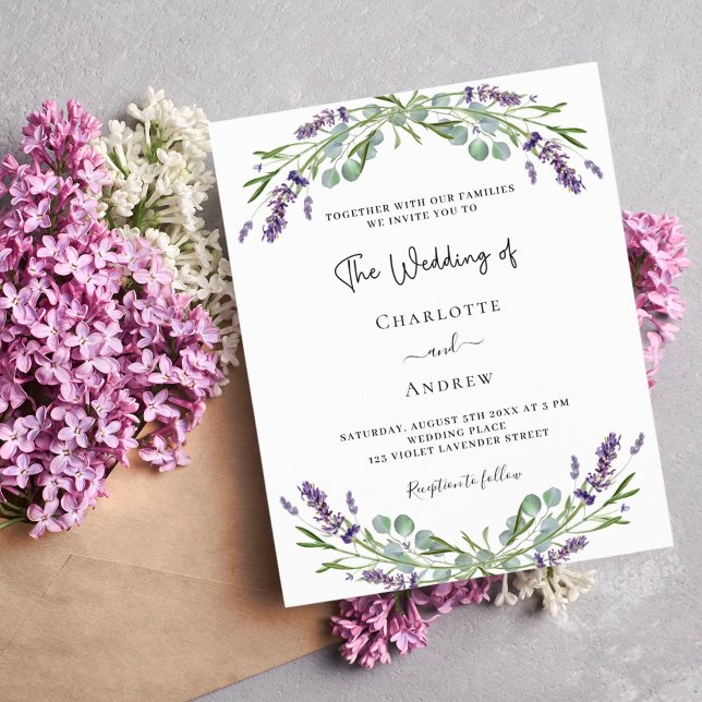 bröllopsinbjudan till Lavender lila blommigt budge (Skapare uppladdad)