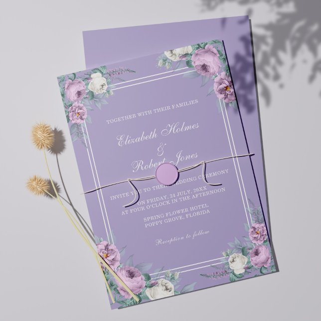 Bröllopsinbjudan till Lavender Lila Peonies-bröllo Inbjudningar (Skapare uppladdad)