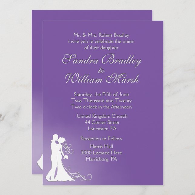 Bröllopsinbjudan till Lila av Royalet i Bride och  Inbjudningar (Fram/baksida)
