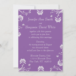 Bröllopsinbjudan till lila Blommigt Inbjudningar
