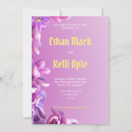 Bröllopsinbjudan till lila Blommigt Inbjudningar