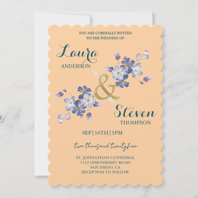 Bröllopsinbjudan till lila blommor Dekoration Inbjudningar (Framsida)