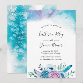 Bröllopsinbjudan till lila och blå vår blommigt inbjudningar