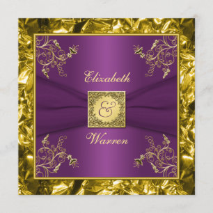 Bröllopsinbjudan till lila och Guld Blommigt i mon Inbjudningar