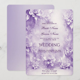 Bröllopsinbjudan till lila White Flowers Inbjudningar
