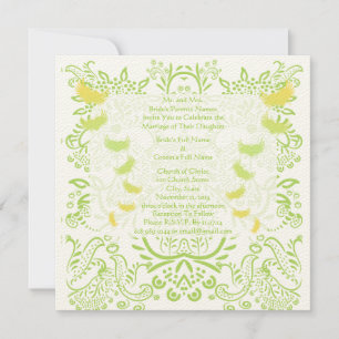 Bröllopsinbjudan till Lime Green Damask Inbjudningar