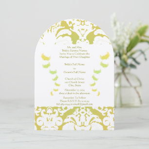 Bröllopsinbjudan till Lime Green Damask Inbjudningar