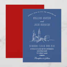Bröllopsinbjudan till London Skyline Blue Wedding