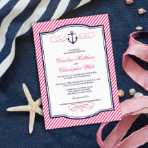 Bröllopsinbjudan till marinbåtar och Rosa Nautical
