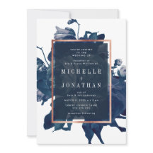 Bröllopsinbjudan till marinen Ro Guld Bouquet