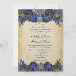 Bröllopsinbjudan till marinkrås och Guld Paisly Pe Inbjudningar