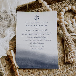 Bröllopsinbjudan till marintiderna Anchor Monogram Inbjudningar
