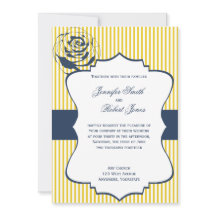 Bröllopsinbjudan till Modern Blue Gult Rand