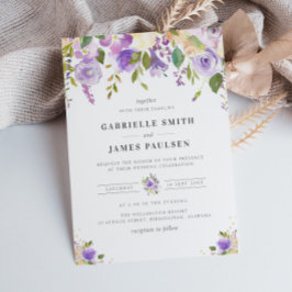 bröllopsinbjudan till modern lila blommigt inbjudningar