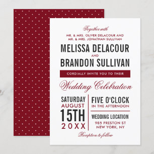 Bröllopsinbjudan till mörk Red Modern Typography Inbjudningar