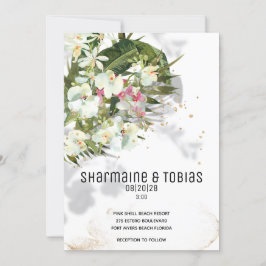 Bröllopsinbjudan till mousserande White Orchid Wed Meddelande