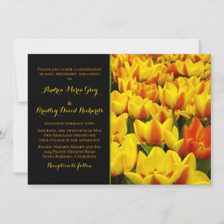Bröllopsinbjudan till orange Gult Black Tulips-brö Inbjudningar