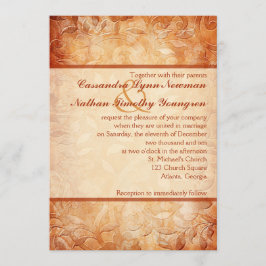 Bröllopsinbjudan till orange och ivoriansk Blommig Inbjudningar